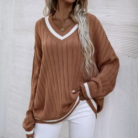 CHIC DOLLZ Contrast Trim Drop Shoulder Swe… - Picture 1 of 6